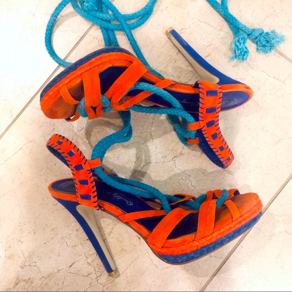Jeffrey Campbell Duncan tropical novelty lace up heels 7 - Picture 9 of 13